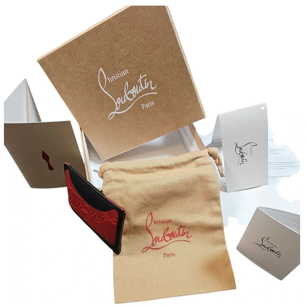 Christian Louboutin Red & Black Leather Card Holder